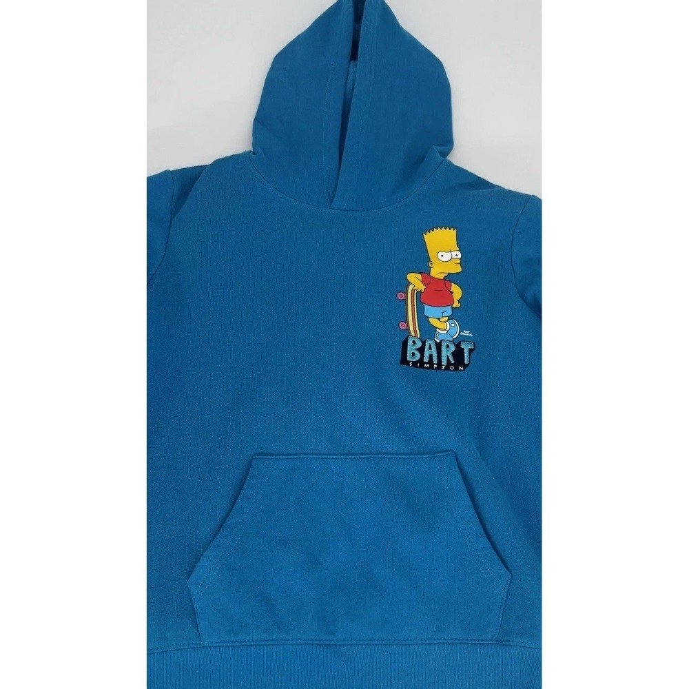 The Simpsons Bart Simpson Boys or Girls Blue Pullover Hoodie Size 18/20 Fleece - Picture 2 of 8